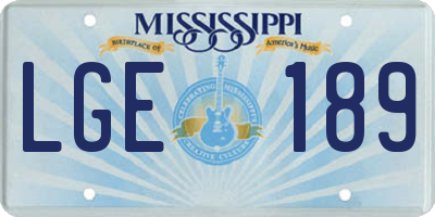 MS license plate LGE189