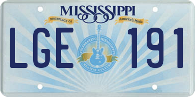 MS license plate LGE191