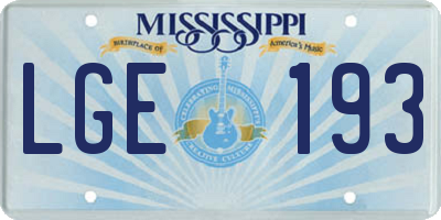 MS license plate LGE193