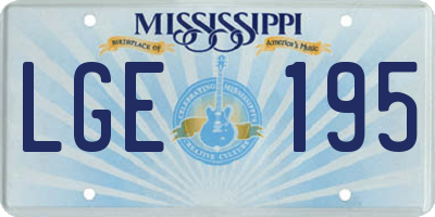 MS license plate LGE195