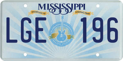 MS license plate LGE196