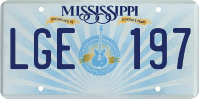 MS license plate LGE197