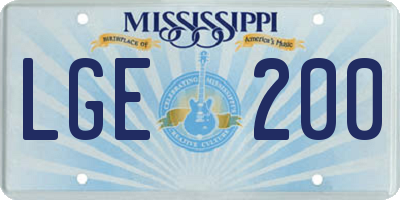 MS license plate LGE200