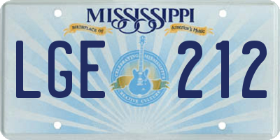 MS license plate LGE212
