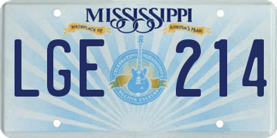 MS license plate LGE214