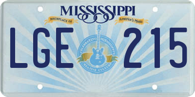 MS license plate LGE215