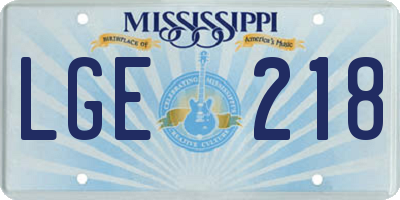 MS license plate LGE218