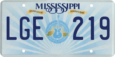 MS license plate LGE219