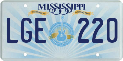 MS license plate LGE220