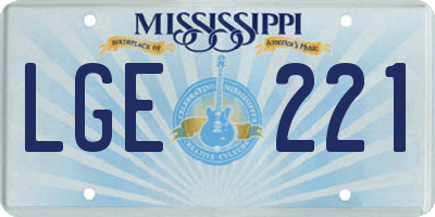 MS license plate LGE221