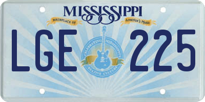 MS license plate LGE225