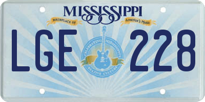 MS license plate LGE228