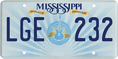 MS license plate LGE232