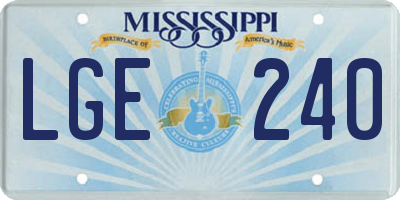 MS license plate LGE240