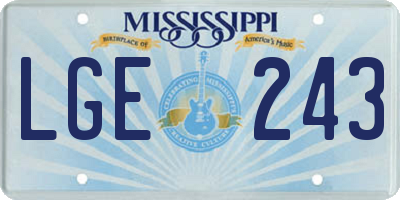 MS license plate LGE243