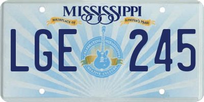MS license plate LGE245
