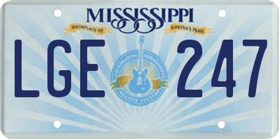 MS license plate LGE247