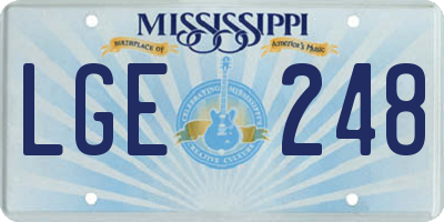MS license plate LGE248