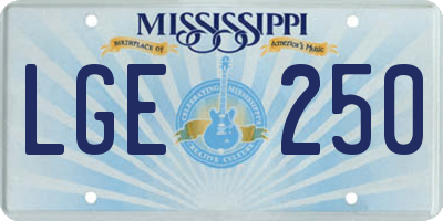MS license plate LGE250