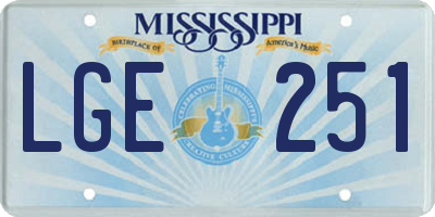 MS license plate LGE251
