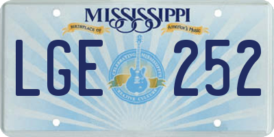 MS license plate LGE252