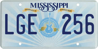MS license plate LGE256