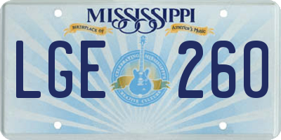 MS license plate LGE260