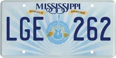 MS license plate LGE262