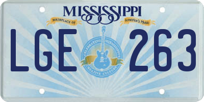 MS license plate LGE263