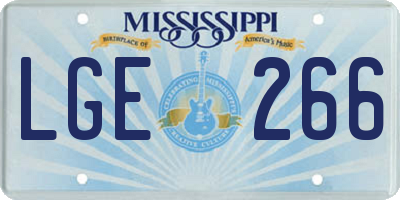 MS license plate LGE266