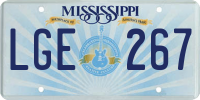 MS license plate LGE267