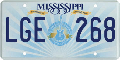 MS license plate LGE268