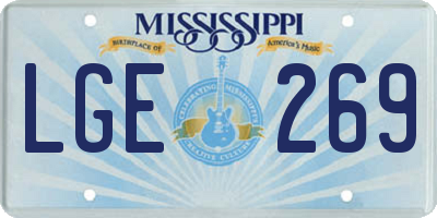 MS license plate LGE269