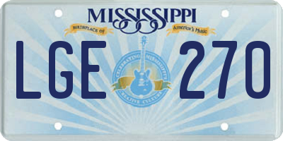 MS license plate LGE270