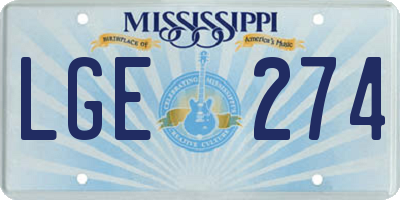 MS license plate LGE274