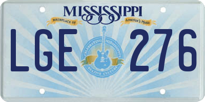 MS license plate LGE276