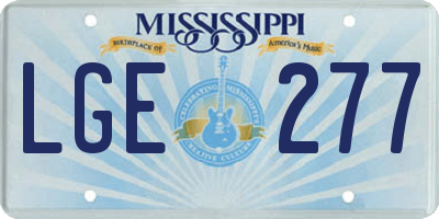 MS license plate LGE277