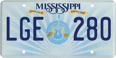 MS license plate LGE280