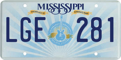 MS license plate LGE281