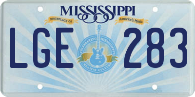 MS license plate LGE283