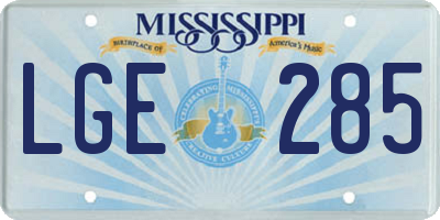 MS license plate LGE285