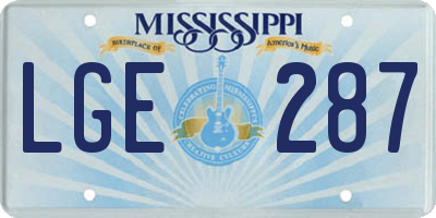 MS license plate LGE287