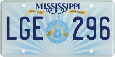 MS license plate LGE296