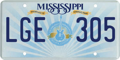 MS license plate LGE305