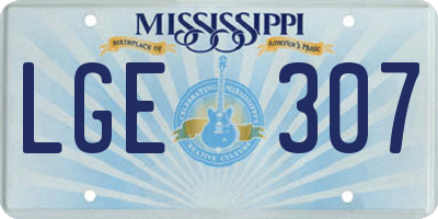 MS license plate LGE307