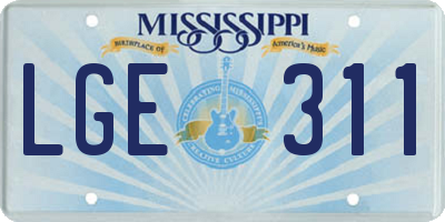 MS license plate LGE311