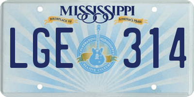 MS license plate LGE314