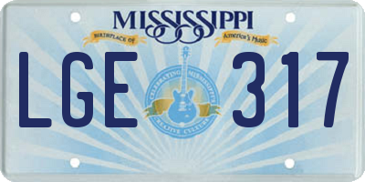 MS license plate LGE317