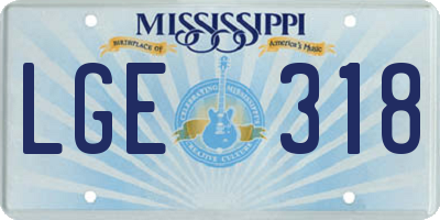 MS license plate LGE318