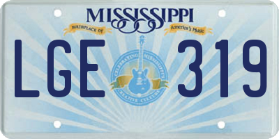 MS license plate LGE319